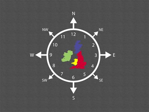 Compass with UK in